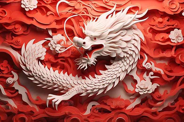 浮雕龙龙年十二生肖元素