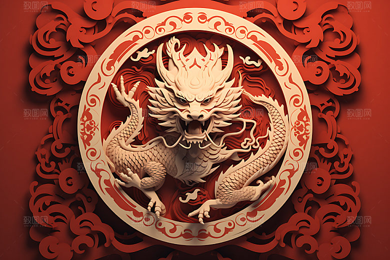 浮雕龙龙年中国龙元素