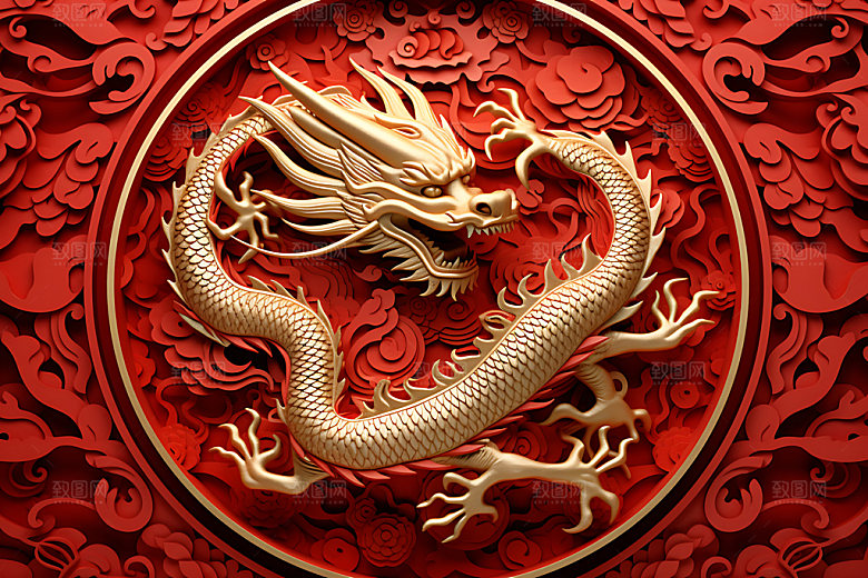 浮雕龙中国风喜庆元素