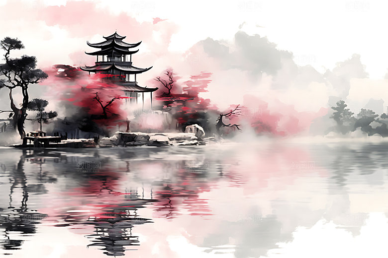 水墨中国画墨染装饰画