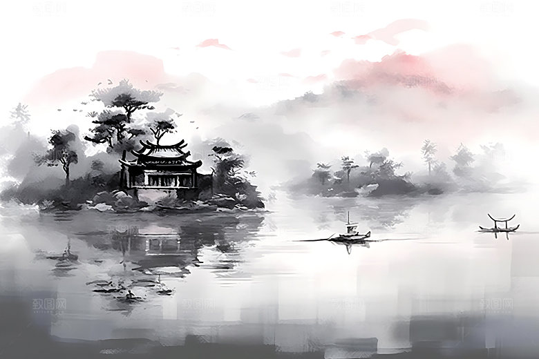 水墨黑白中国画装饰画