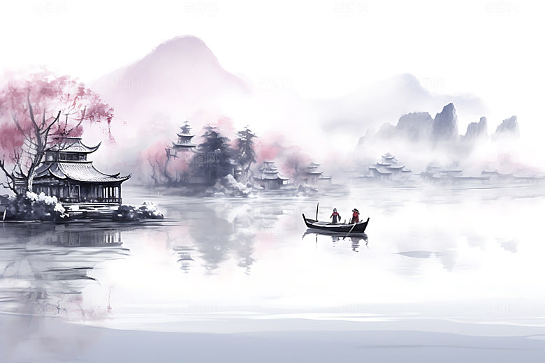 水墨晕染国画装饰画