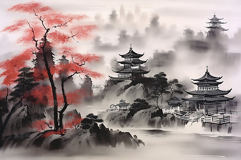 水墨黑白中国风装饰画