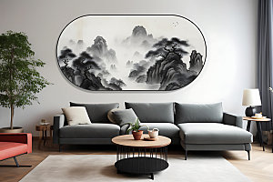 水墨黑白中国画装饰画