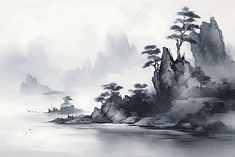 水墨国画晕染装饰画