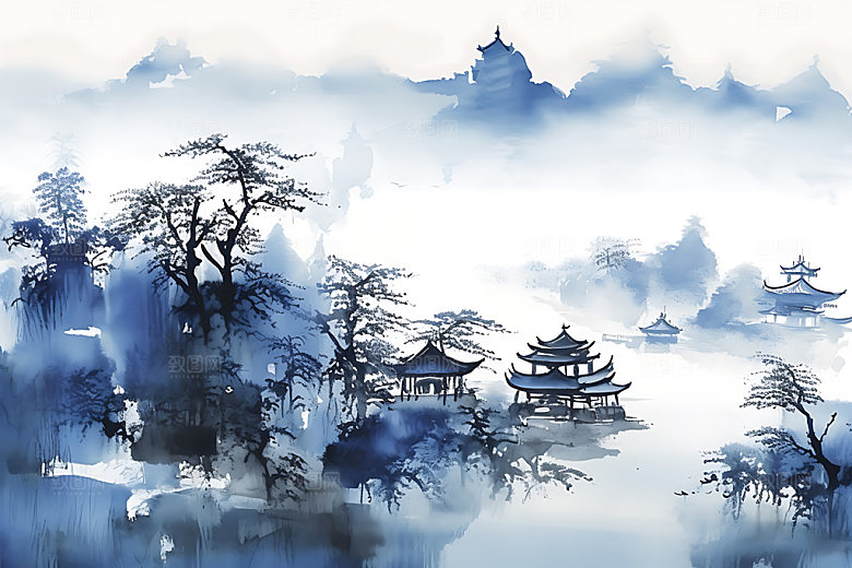 水墨传统晕染装饰画