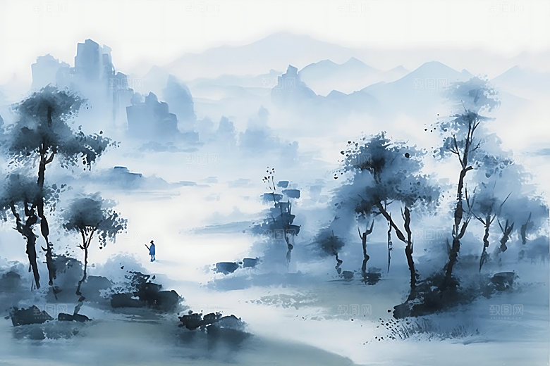 水墨中国画晕染装饰画
