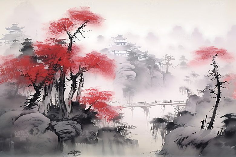 水墨传统晕染装饰画
