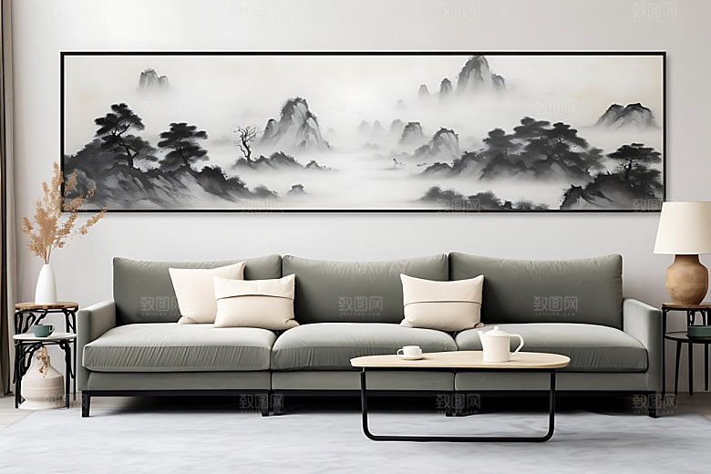 水墨墨染中国画装饰画