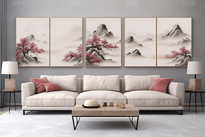 水墨山水墨染装饰画