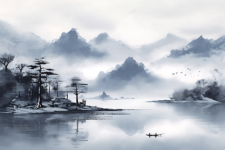 水墨传统山水装饰画