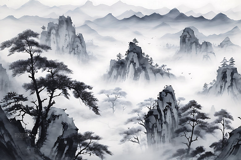 水墨传统晕染装饰画