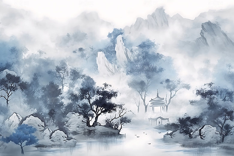 水墨中国画黑白装饰画