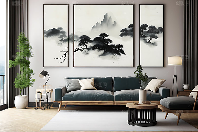 水墨中国风晕染装饰画