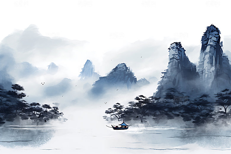 水墨黑白中国风装饰画