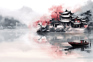 水墨中国风山水装饰画