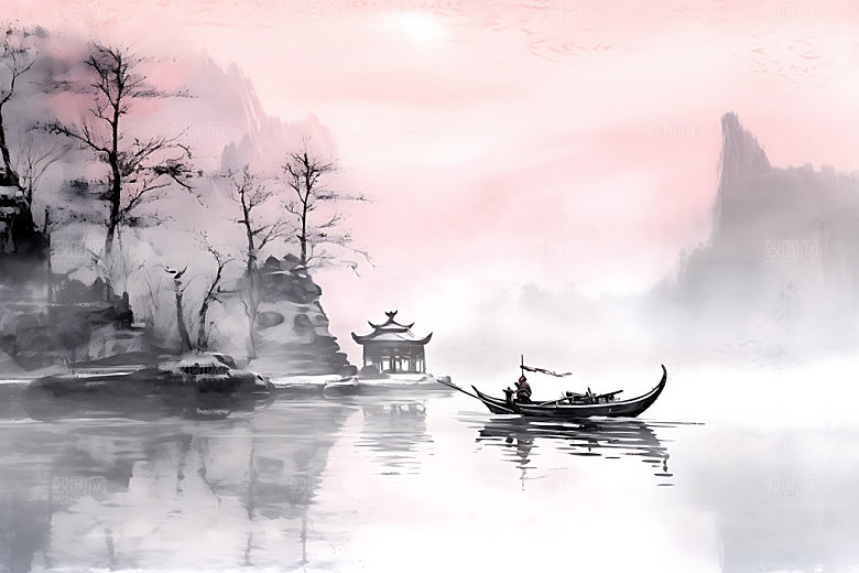 水墨晕染中国风装饰画