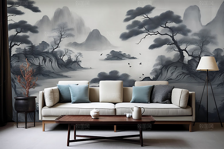 水墨中国画晕染装饰画