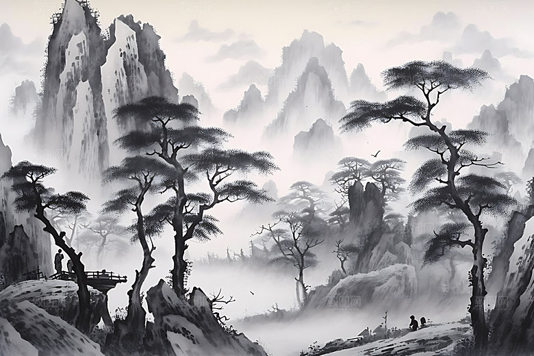 水墨山水中国风装饰画