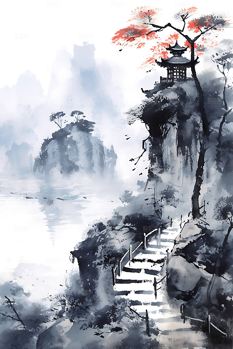 山水工笔画写意装饰画