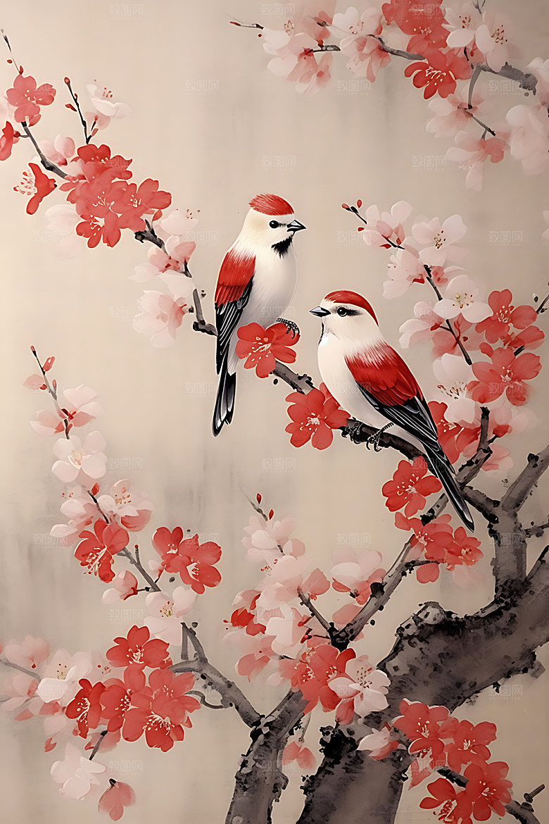 山水工笔画笔墨装饰画