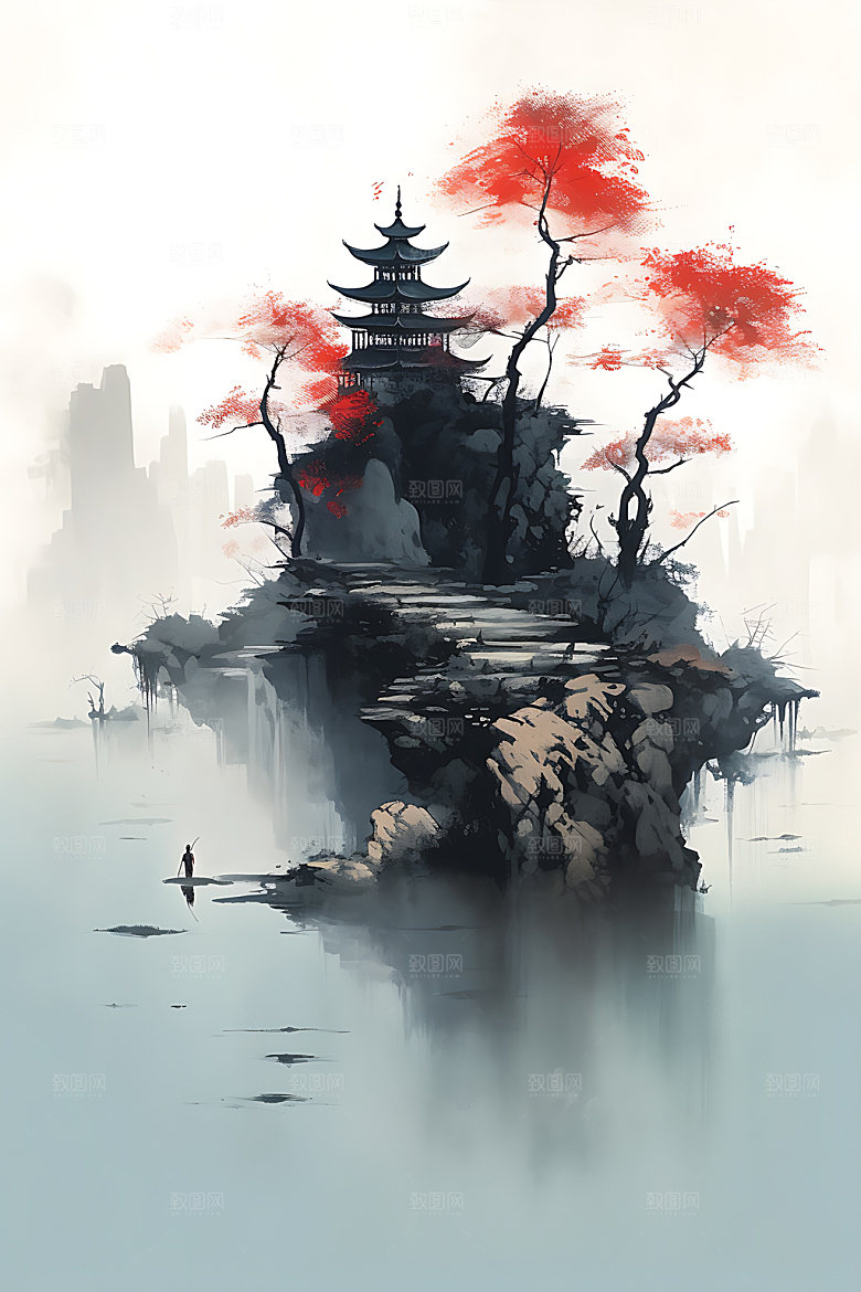 山水笔墨中式装饰画