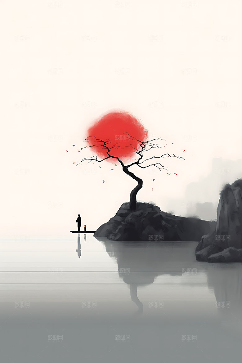 山水中国画笔墨装饰画