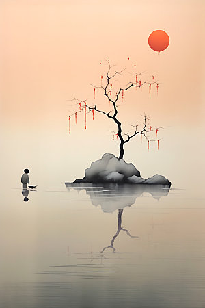 山水水墨中国画装饰画