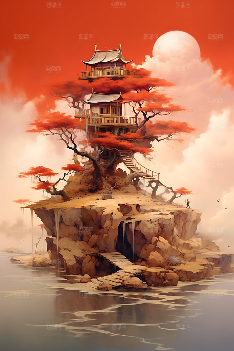 山水笔墨中国风装饰画