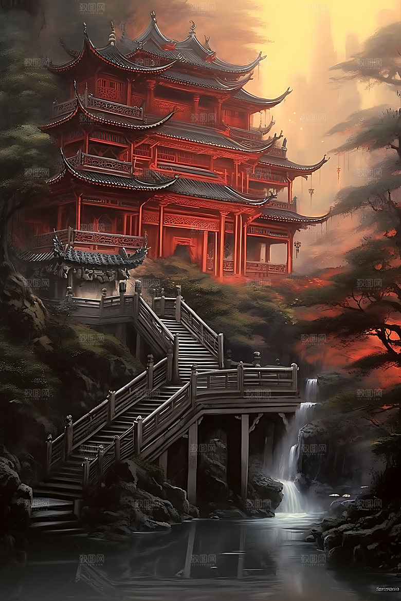山水中国风水墨装饰画