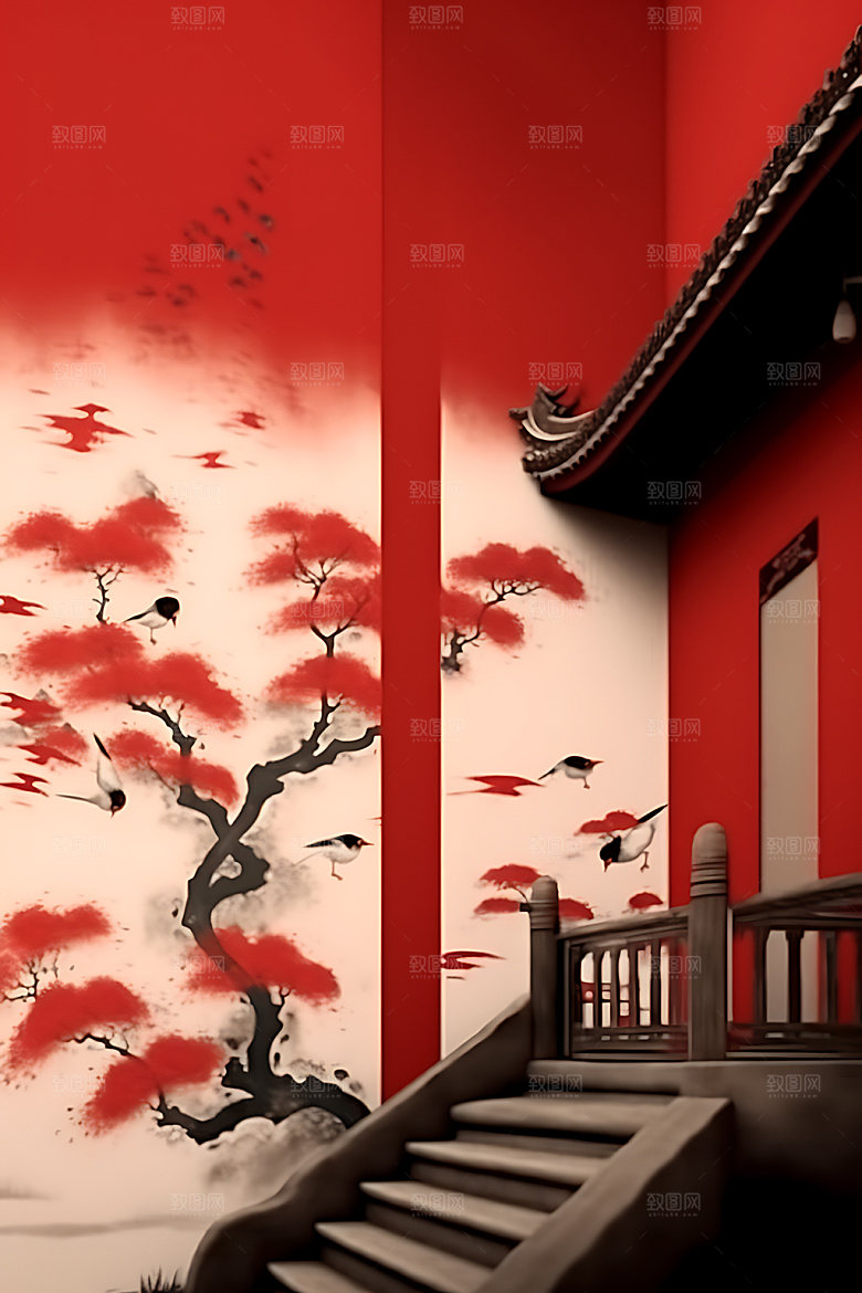山水水墨笔墨装饰画