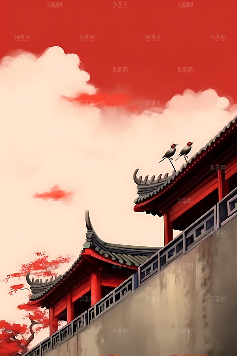 山水中式水墨装饰画