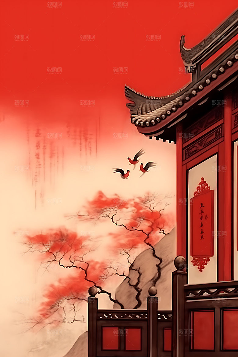 山水笔墨中式装饰画