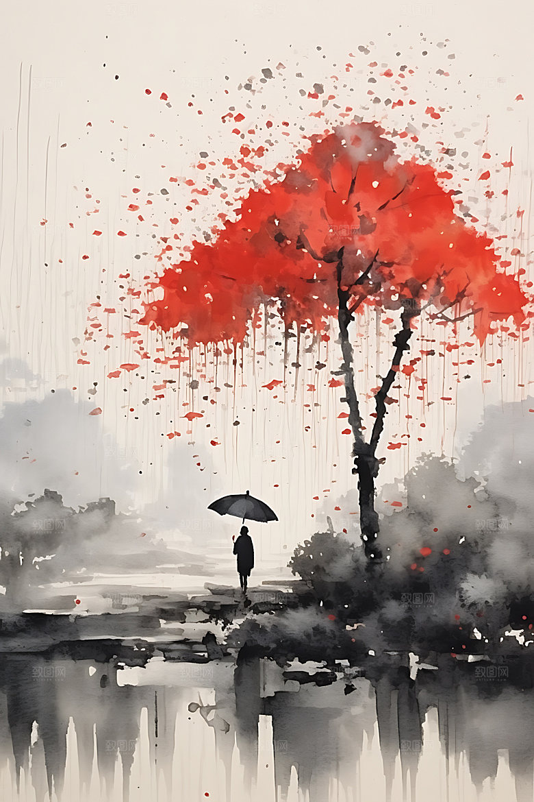山水中式笔墨装饰画