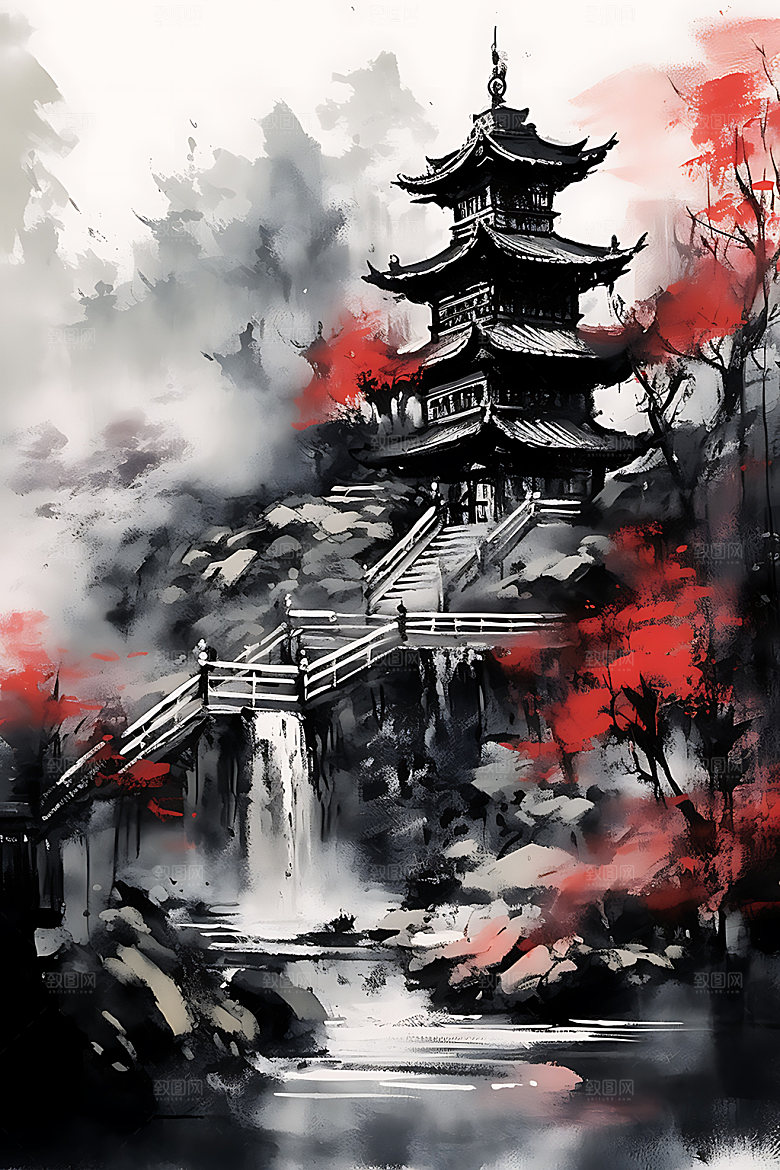 山水水墨中式装饰画