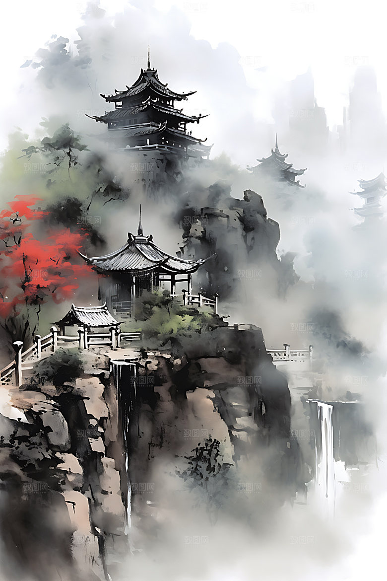 山水水墨中式装饰画