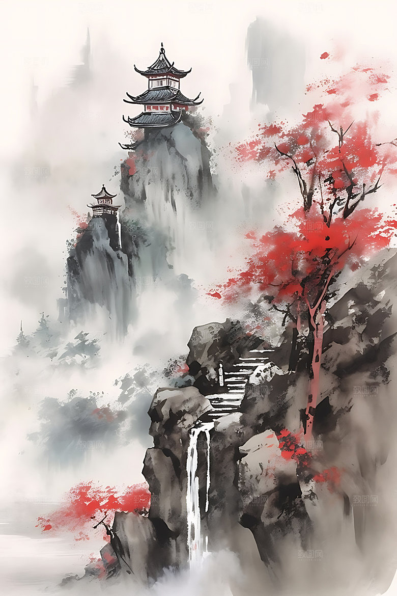 山水中国画中国风装饰画