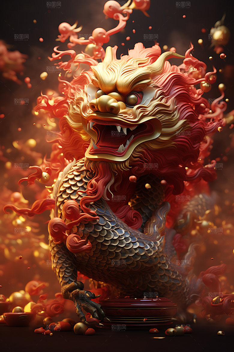 中国龙立体十二生肖效果图