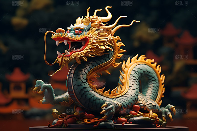 中国龙龙年喜庆效果图
