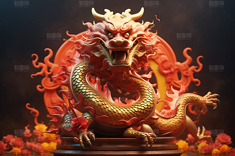 中国龙十二生肖模型效果图