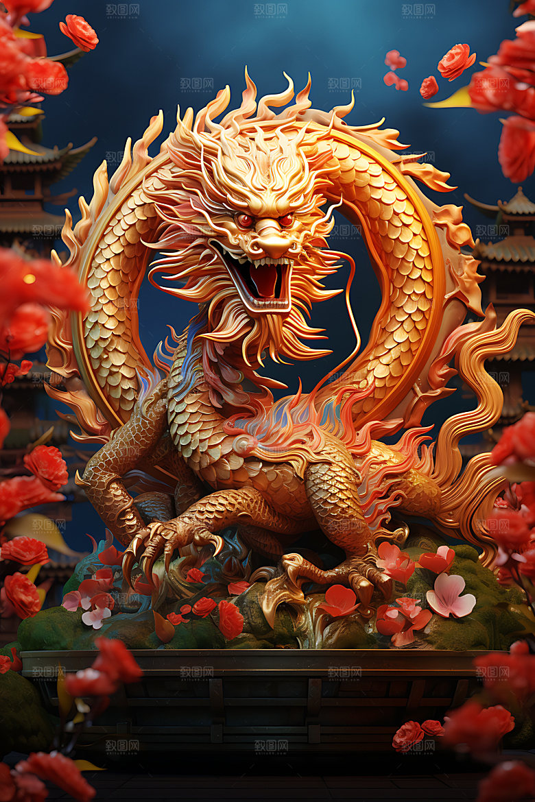 中国龙热闹立体效果图