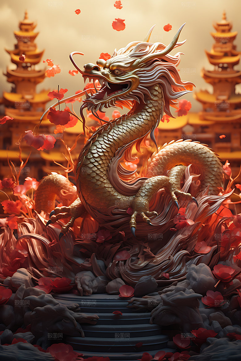 中国龙龙年热闹效果图
