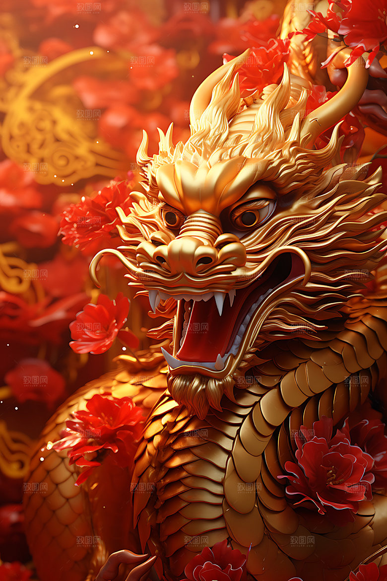 中国龙龙年喜庆效果图