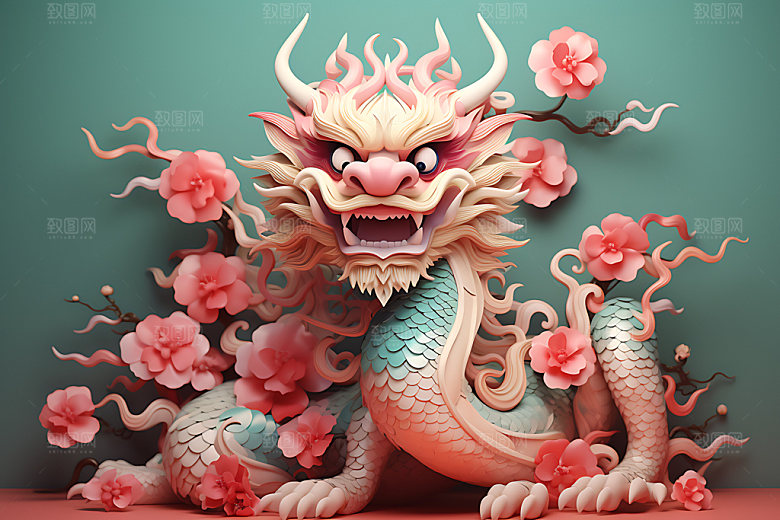 中国龙龙年立体效果图