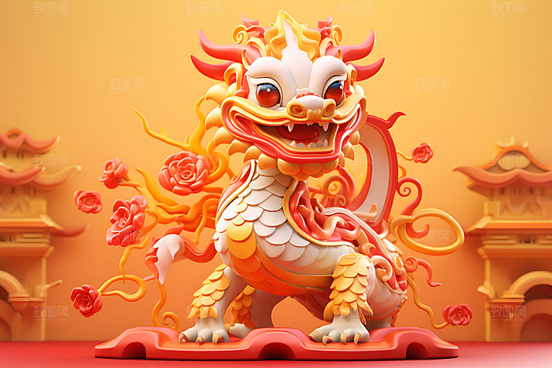 中国龙十二生肖喜庆效果图