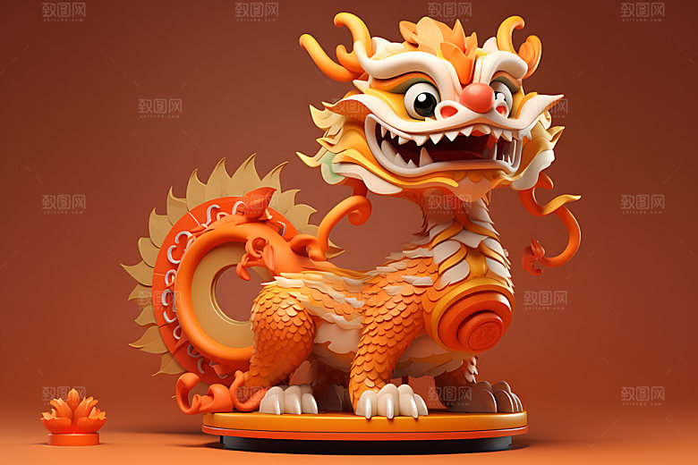 中国龙立体喜庆效果图