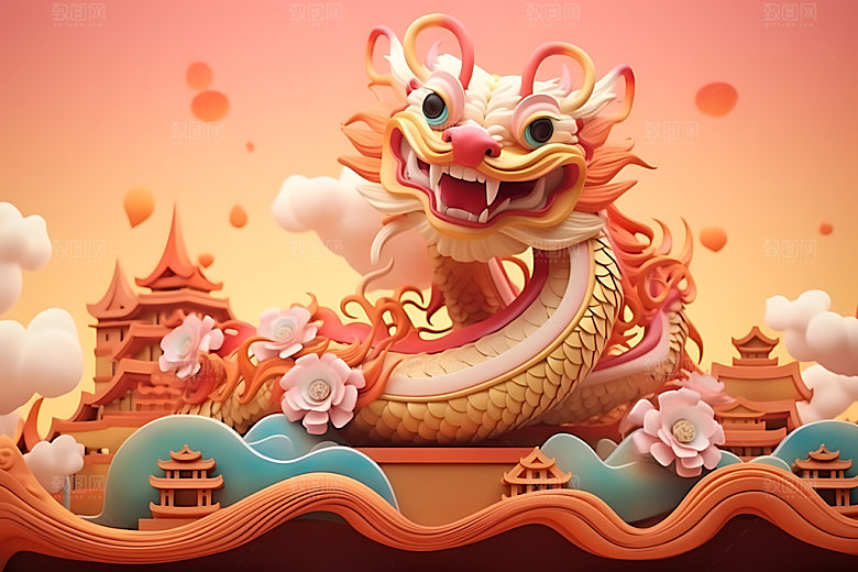 中国龙模型十二生肖效果图