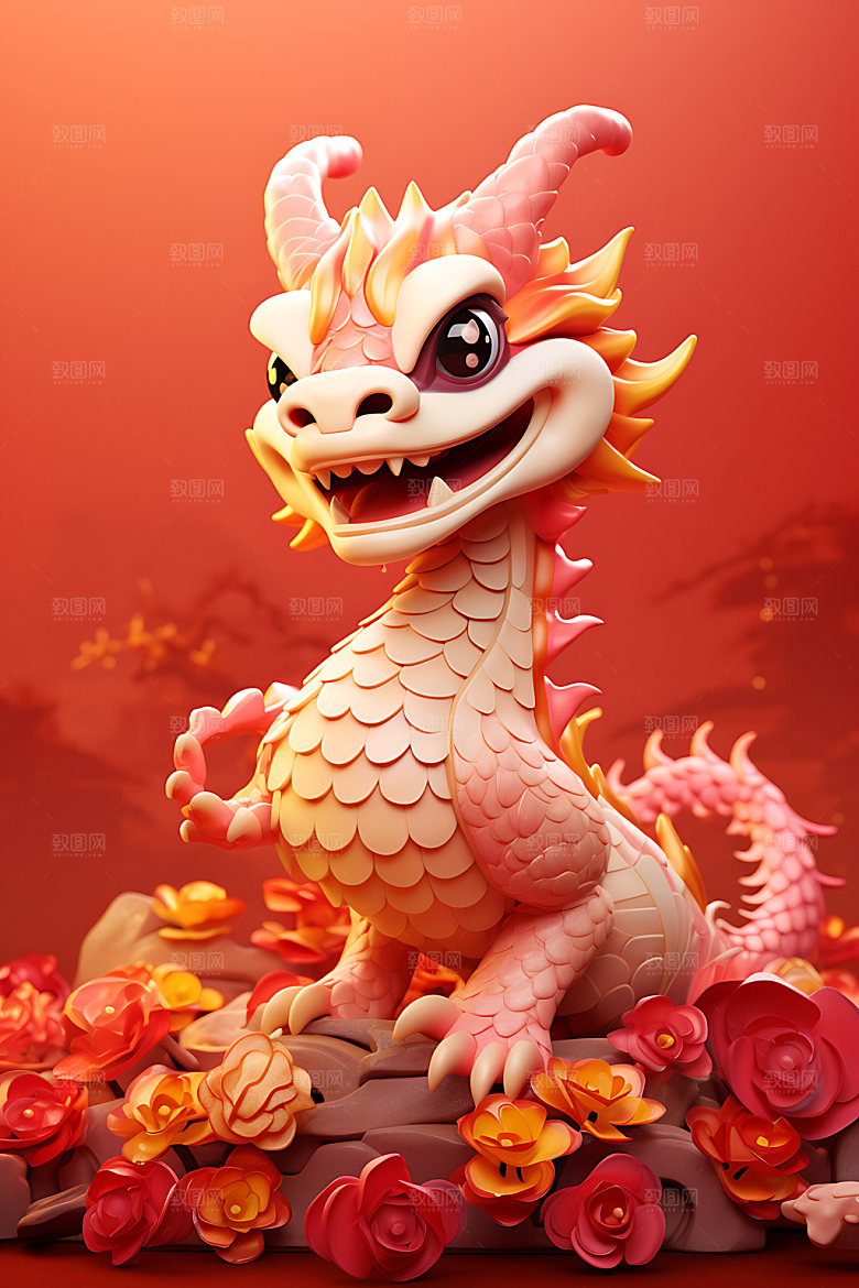 中国龙质感喜庆效果图