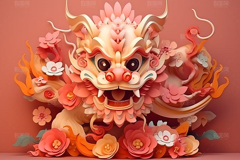 中国龙龙年立体效果图