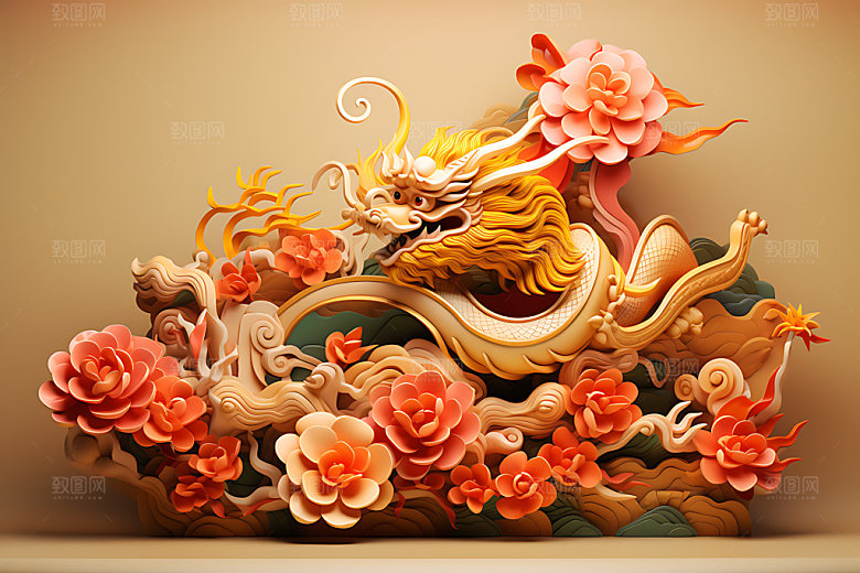 中国龙立体喜庆效果图